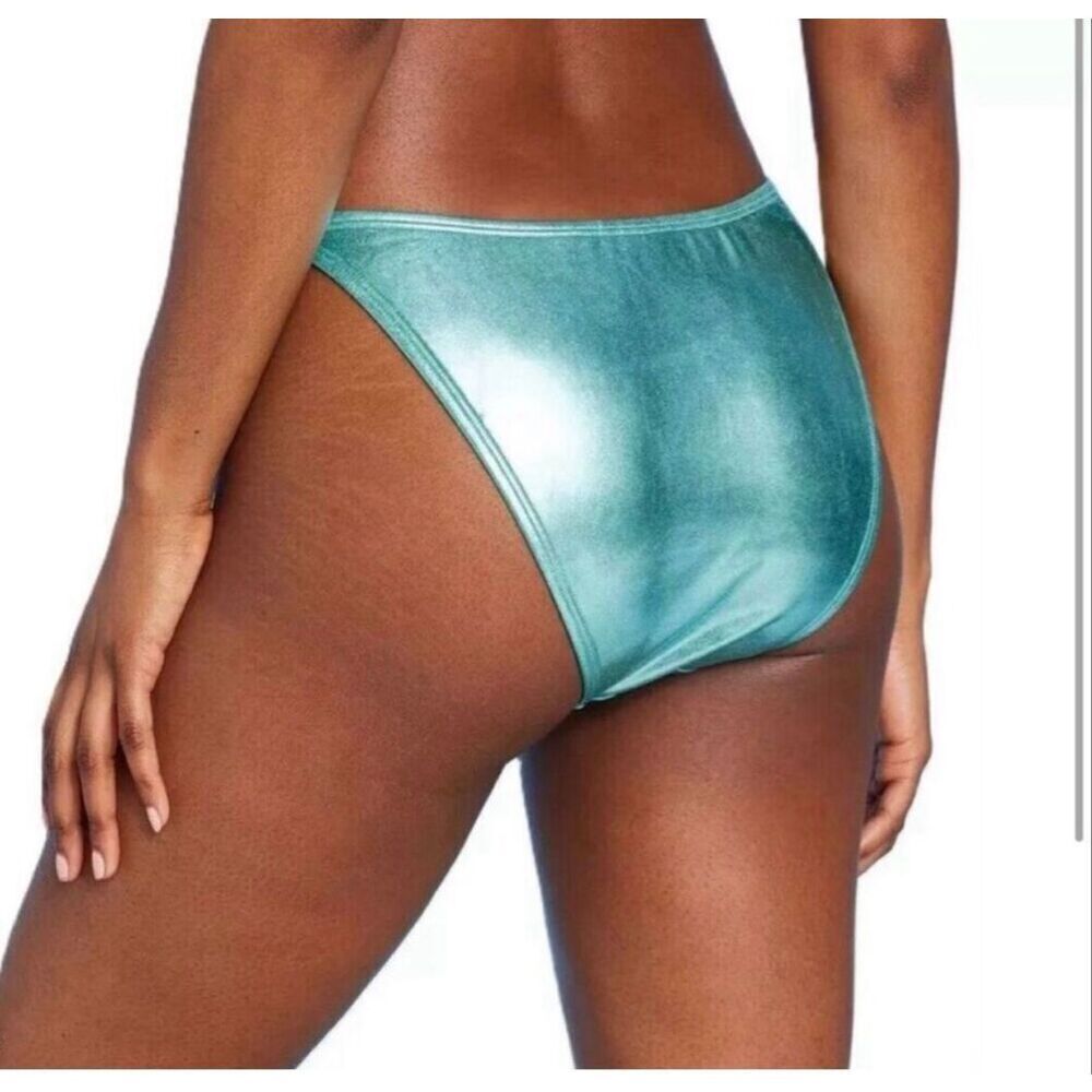wild fable Metallic Teal High-Cut Bikini Bottom